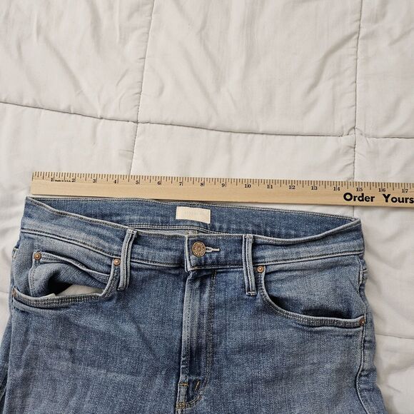 MOTHER Flare Jeans 29 Blue The Runaway Step Fray Kiss & Make Up Boho Stretch - Picture 10 of 12